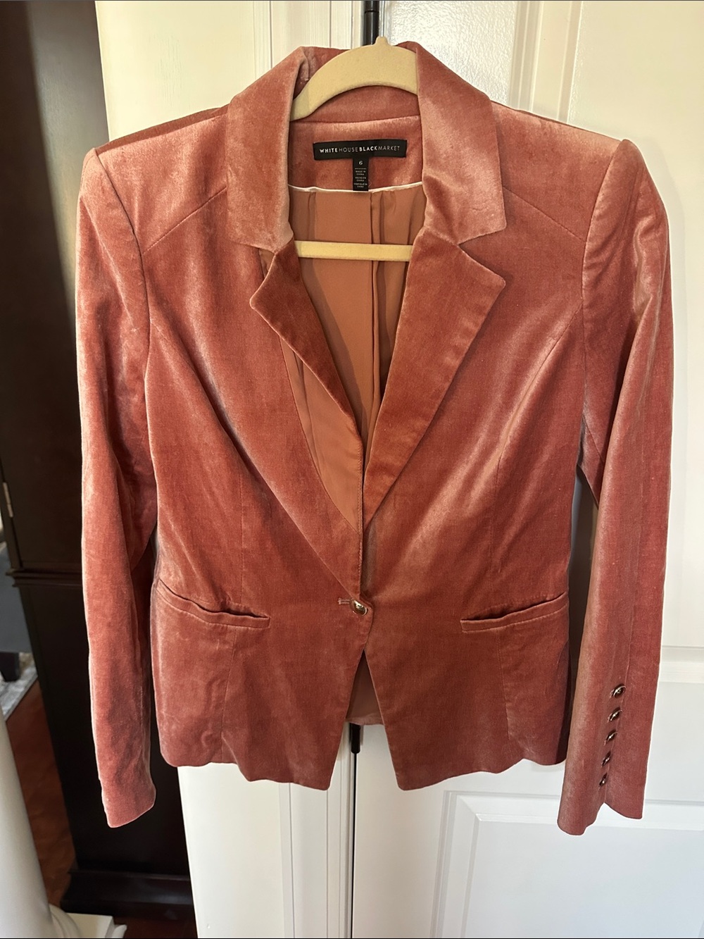 White House Black Market Women's Velvet Blazer - Rosewood